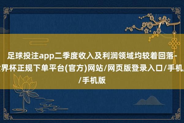 足球投注app二季度收入及利润领域均较着回落-世界杯正规下单平台(官方)网站/网页版登录入口/手机版