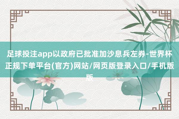 足球投注app以政府已批准加沙息兵左券-世界杯正规下单平台(官方)网站/网页版登录入口/手机版